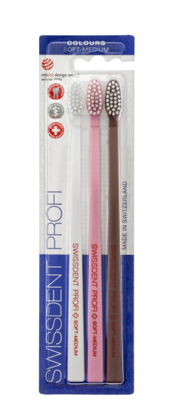 SWISSDENT COLOURS szczoteczki do zębów Soft-Medium (2+1 za darmo) - LUCERNE