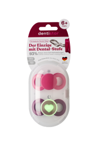 Dentistar Day & Night Soother, smoczek na dzień i na noc, 6-14 miesięcy, różowy