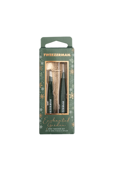 Tweezerman Enchanted Garden Lash Mini Tweezer Set, limitowany zestaw mini pęset w etui, różowe złoto