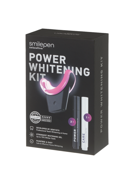 Smilepen Power Whitening Kit & Care, 7-dniowy intensywny zabieg wybielania zębów z bezprzewodowym akceleratorem LED