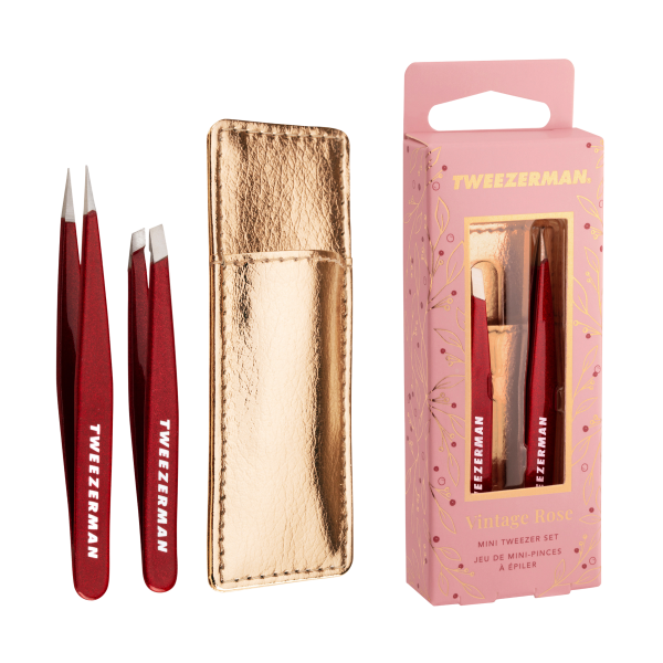 Tweezerman Vintage Rose Mini Tweezer Set - zestaw pęset w eleganckim opakowaniu prezentowym