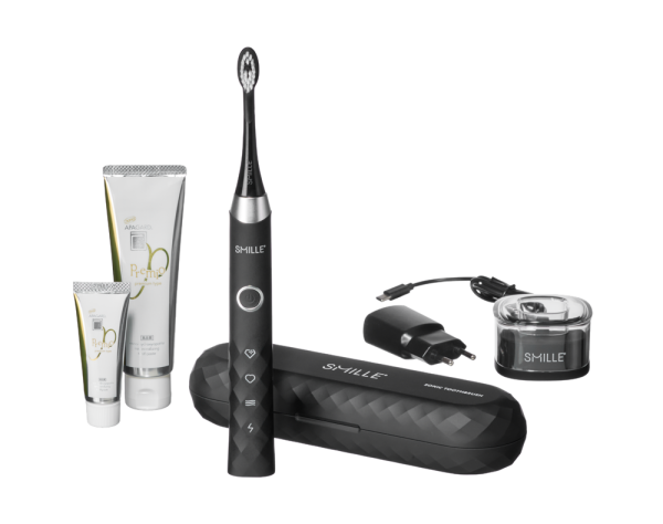 SMILLE Sonic Brush - Premium soniczna szczoteczka z włóknami SANGI, czarny