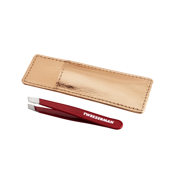 Tweezerman Vintage Rose Mini Slant Tweezer – pęseta do brwi w etui