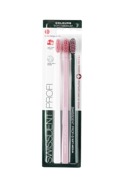 SWISSDENT COLOURS szczoteczki do zębów Soft-Medium (2+1 za darmo) - PINK PARADISE