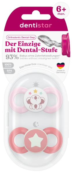 Dentistar smoczki ortodontyczne 6-14 miesięcy, różowe
