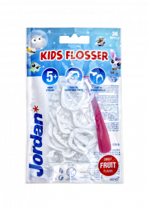 Jordan Kids Flosser łuk z nitką do czyszczenia przestrzeni międzyzębowych, 36 szt