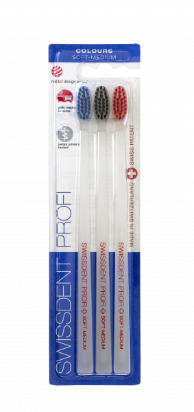 SWISSDENT COLOURS szczoteczki do zębów Soft-Medium (2 + 1 gratis) - SILVRETTA GLACIER