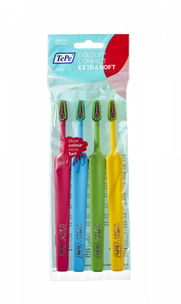 TePe Colour Compact x-soft, zestaw szczoteczek do zębów, 3+1 gratis
