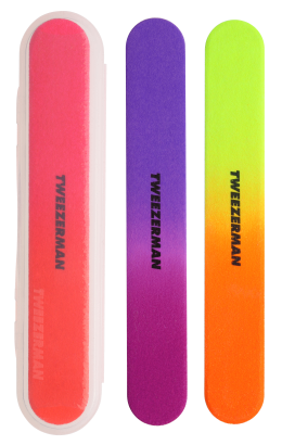 Tweezerman Fluo pilniczki do paznokci z etui, 3 sztuki