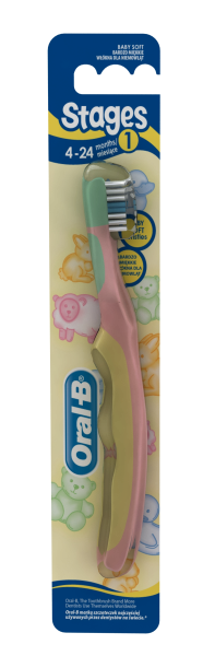 Oral-B Stage 1 szczoteczka do zębów dla niemowląt, 4-24 miesiące
