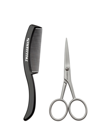 Tweezerman GEAR Moustache Scissors & Comb grzebień i nożyczki do modelowania wąsów