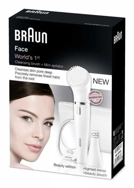 Braun Face 831 Beauty - Pierwszy depilator do twarzy ze szczoteczką do czyszczenia twarzy na świecie