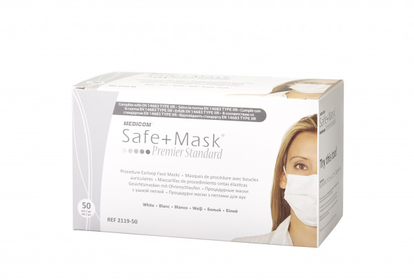 Medicom Safe Mask Premier Standard IIR chirurgiczna maska, biała, 50 szt.