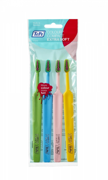 TePe Colour Compact x-soft, zestaw szczoteczek do zębów, 3+1 gratis