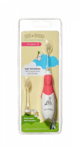 Bob i Bobek baby soniczna szczoteczka do zębów różowy, 0-5 lata