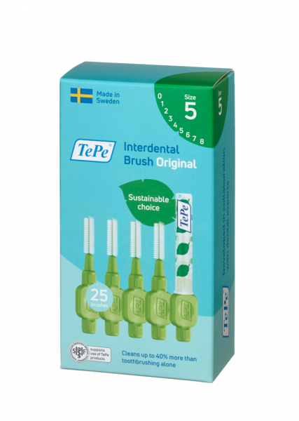 TePe Original szczoteczki międzyzębowe z bioplastiku 0,8 mm, zielone, 25 szt.