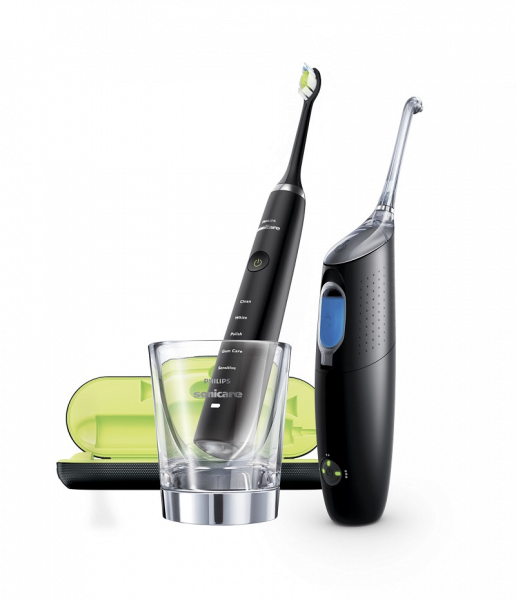 Philips Sonicare DiamondClean Black szczoteczka elektryczna soniczna + Philips Sonicare AirFloss Ultra Black HX8491/03
