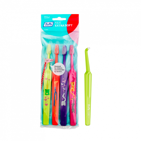 TePe Kids x-soft, 3+1 gratis + TePe Compact Tuft