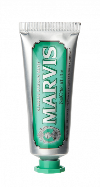 MARVIS Classic Strong Mint pasta do zębów z fluorem, klasyczna mięta, opakowanie podróżne, 25 ml