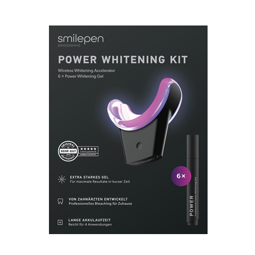 Smilepen Power Whitening Kit, zestaw do wybielania zębów z bezprzewodowym akceleratorem LED (6 x żel)