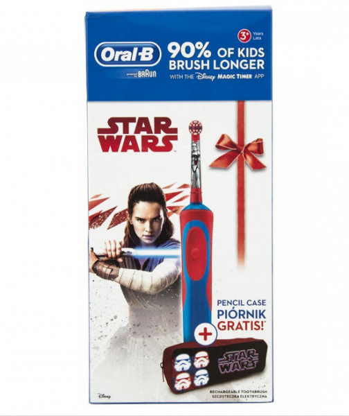 Oral-B Vitality KIDS Star Wars elektryczna szczoteczka dla dzieci + pudełko z kredkami z motywem Star Wars