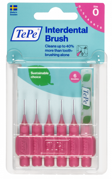 TePe Original szczoteczki międzyzębowe z bioplastiku 0,4 mm, różowe, 6 szt.