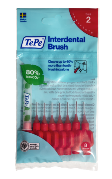 TePe Original szczoteczki międzyzębowe z bioplastiku 0,5 mm, czerwone, 8 szt.
