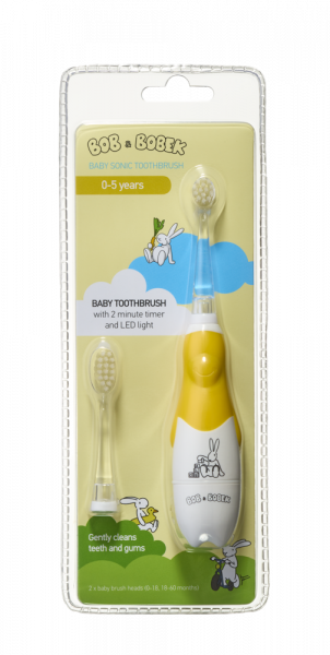 Bob i Bobek Baby soniczna szczoteczka do zębów żółty, 0-5 lata