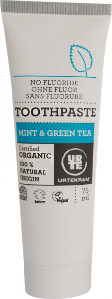 URTEKRAM Zielona herbata i Mięta pasta do zębów BIO, 75 ml