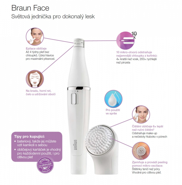 Braun Face 851 SPA depilator do twarzy ze szczoteczką do czyszczenia twarzy