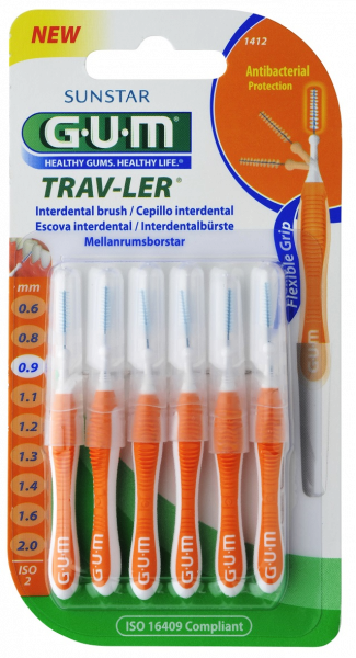 GUM TRAV-LER, ISO 2, przepustowość 0,9 mm, cylindryczne, 6 szt. + 6 nakładek