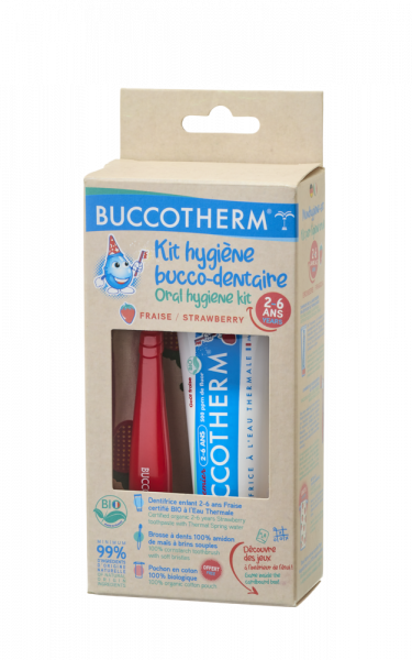 BUCCOTHERM BIO organiczno-ekologiczny zestaw prezentowy dla dzieci w wieku 2-6 lat, smak truskawkowy