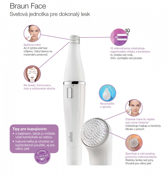 Braun Face 851 SPA depilator do twarzy ze szczoteczką do czyszczenia twarzy
