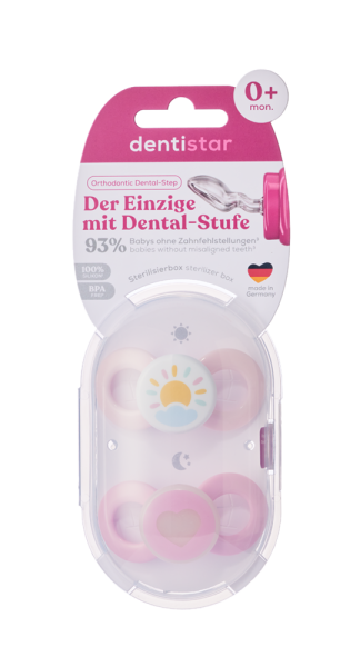 Dentistar Day & Night Soother, smoczek na dzień i na noc, 0-6 miesięcy, różowy