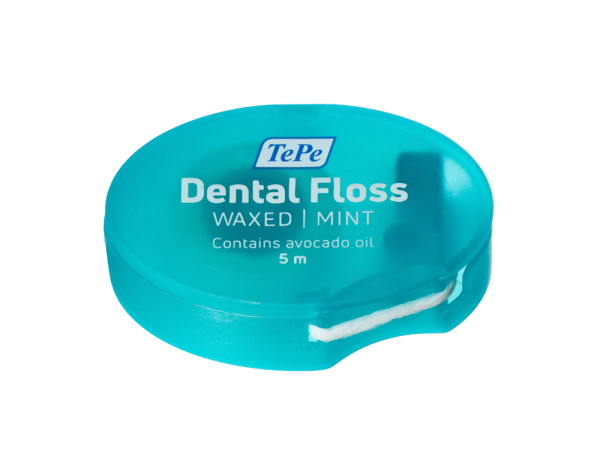 TePe Dental Floss, woskowana nić dentystyczna o smaku miętowym, 5 m
