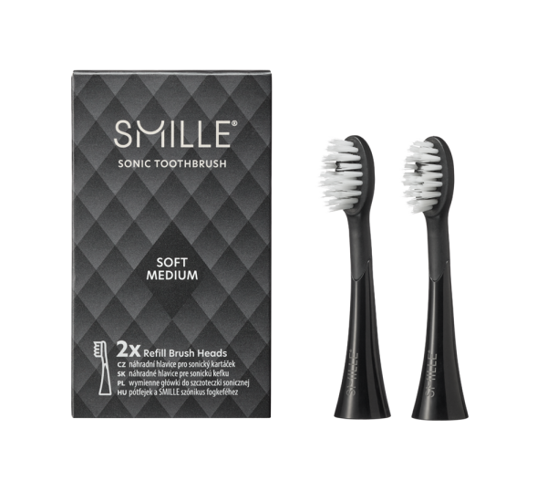 SMILLE Sonic Brush, końcówki zapasowe, czarne, 2 szt.