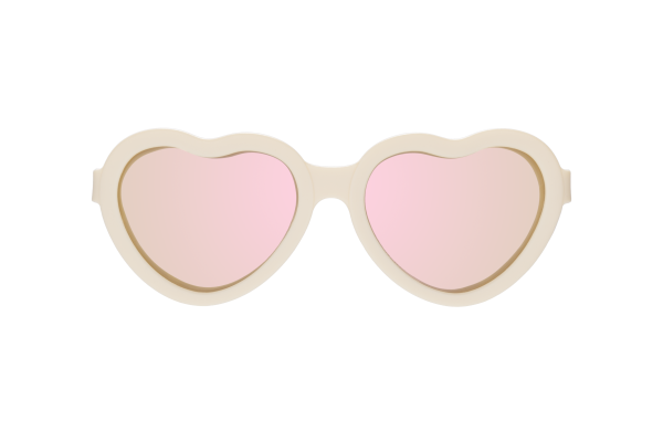 BABIATORS Polarized Hearts Sweet Cream, lustrzane okulary przeciwsłoneczne z polaryzacją, kremowe, 3-5 lat