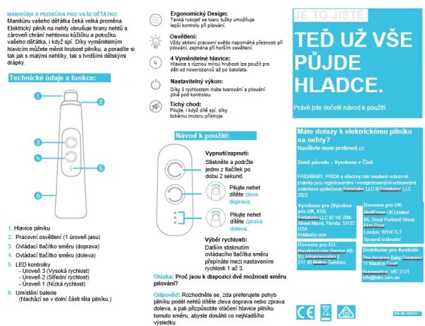 Frida Baby Electric Nail Buffer, elektryczny pilnik do paznokci dla dzieci