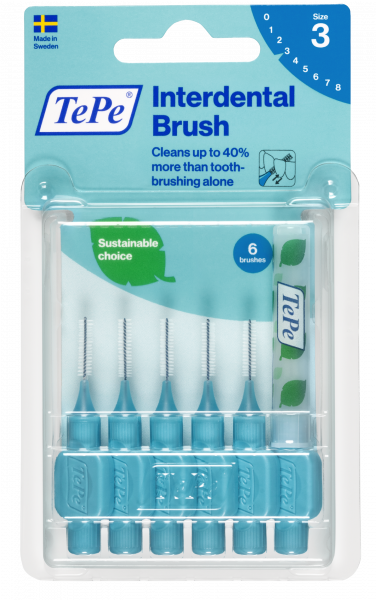 TePe Original szczoteczki międzyzębowe z bioplastiku 0,6 mm, niebieskie, 6 szt.