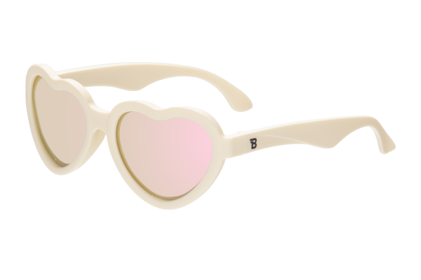 BABIATORS Polarized Hearts Sweet Cream, lustrzane okulary przeciwsłoneczne z polaryzacją, kremowe, 3-5 lat
