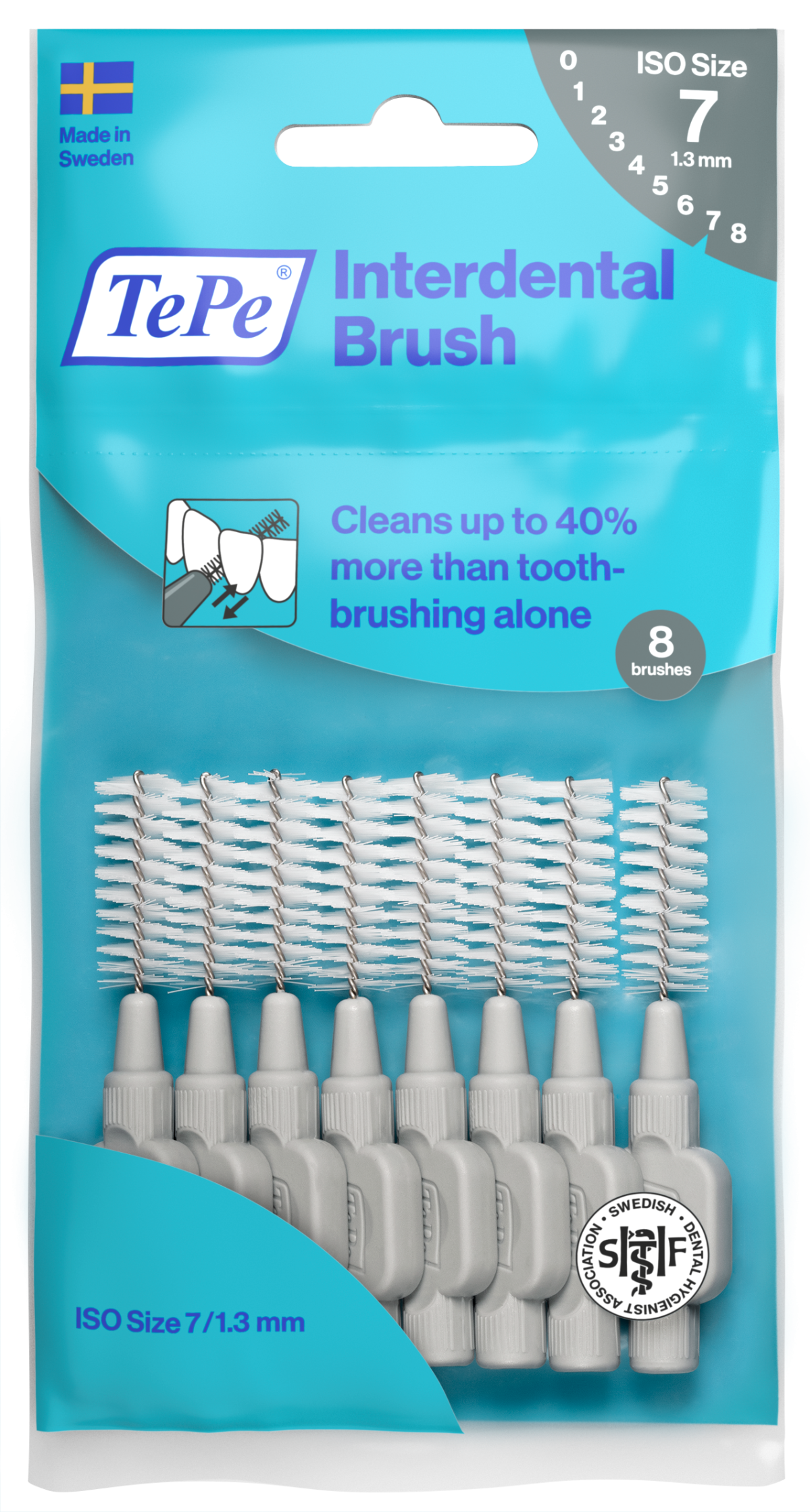 TePe Original szczoteczki międzyzębowe z bioplastiku 1,3 mm, szare, 8 szt.