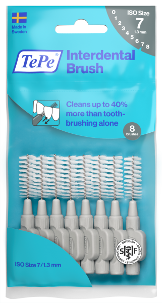 TePe Original szczoteczki międzyzębowe z bioplastiku 1,3 mm, szare, 8 szt.