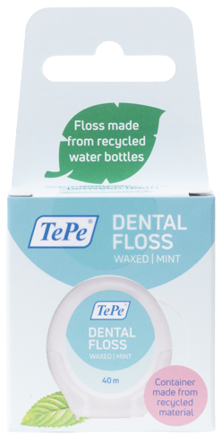 TePe Dental Floss, woskowana nić dentystyczna o smaku miętowym, 40 m