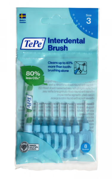 TePe Original szczoteczki międzyzębowe z bioplastiku 0,6 mm, niebieskie, 8 szt.