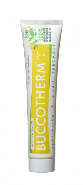 BUCCOTHERM Organiczna pasta do zębów z aloesem i aromatem cytrynowo-eukaliptusowym, 75 ml
