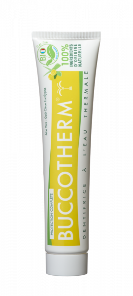 Buccotherm BIO Organiczna pasta do zębów z aloesem i aromatem cytrynowo-eukaliptusowym, 75 ml