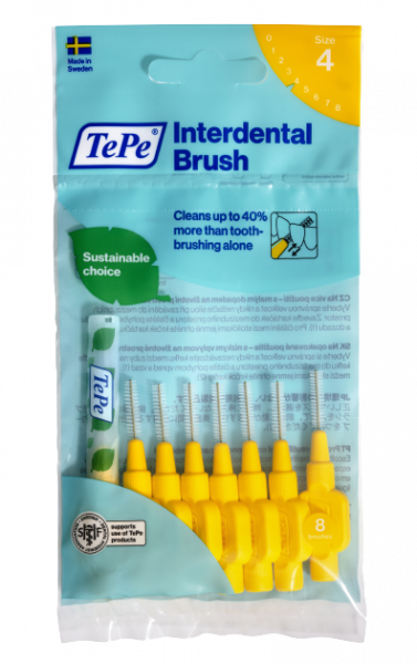 TePe Original szczoteczki międzyzębowe z bioplastiku 0,7 mm, żółte,  8 szt.