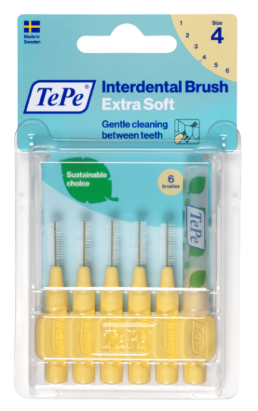 TePe Extra Soft szczoteczki międzyzębowe 0,7 mm, jasno żółte, 6 szt.