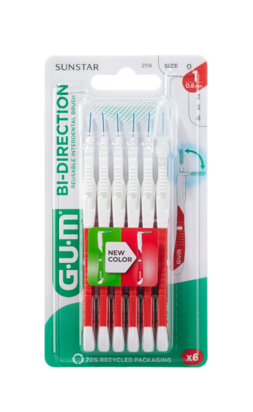GUM BI-DIRECTION ULTRA, ISO 1, przepustowość 0,8 mm cylindryczny, zielony uchwyt, 6 szt