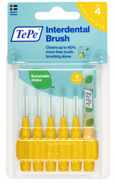 TePe Original szczoteczki międzyzębowe z bioplastiku 0,7 mm, żółte, 6 szt.